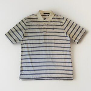 Polo Golf Ralph Lauren Shirt Mens Medium White Blue Striped Collared SS